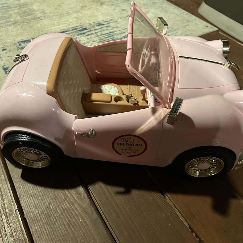 Pink Convertible Toy Car with FM Radio